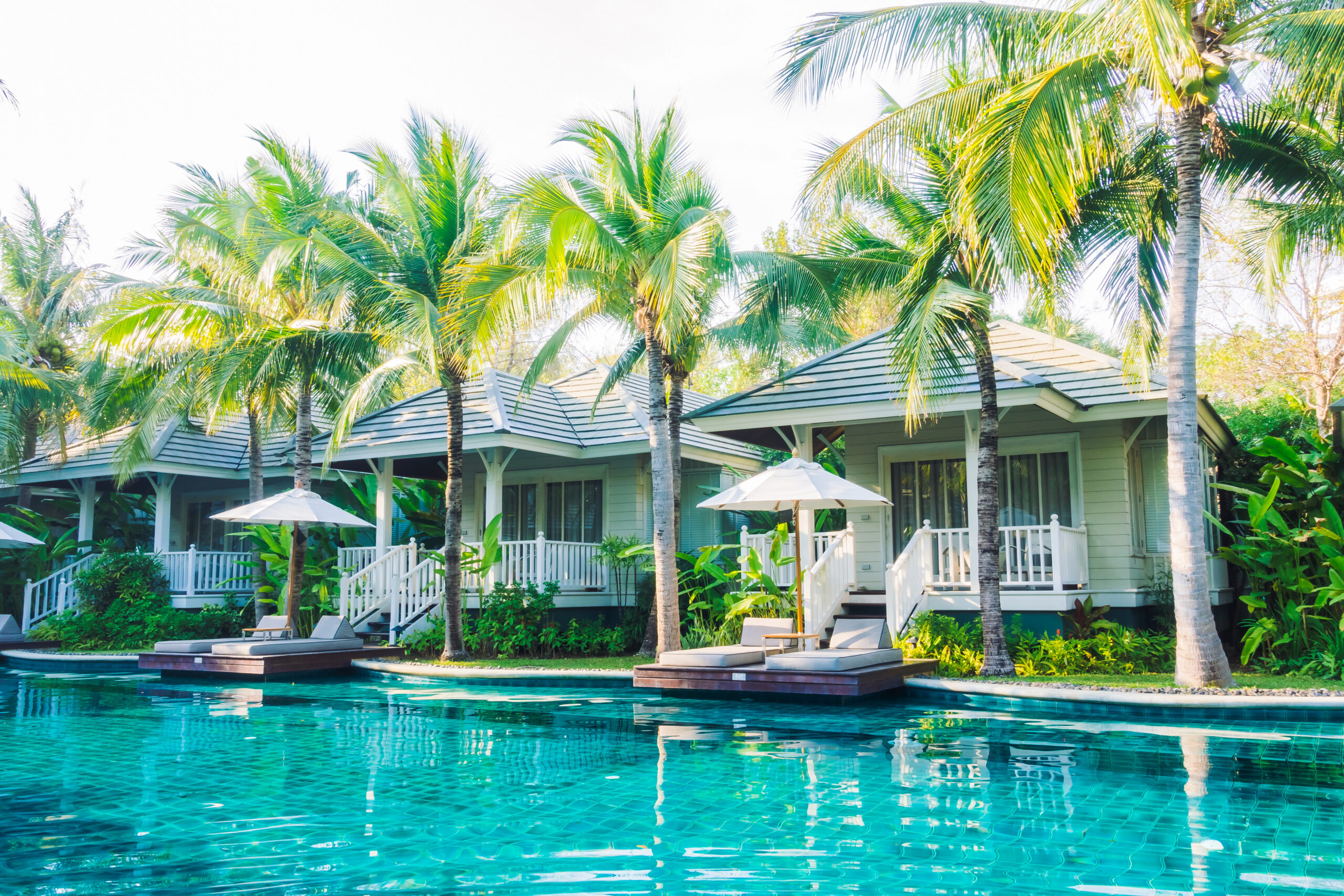 Beautiful luxury swimming pool in hotel pool resort - Boost up color Processing